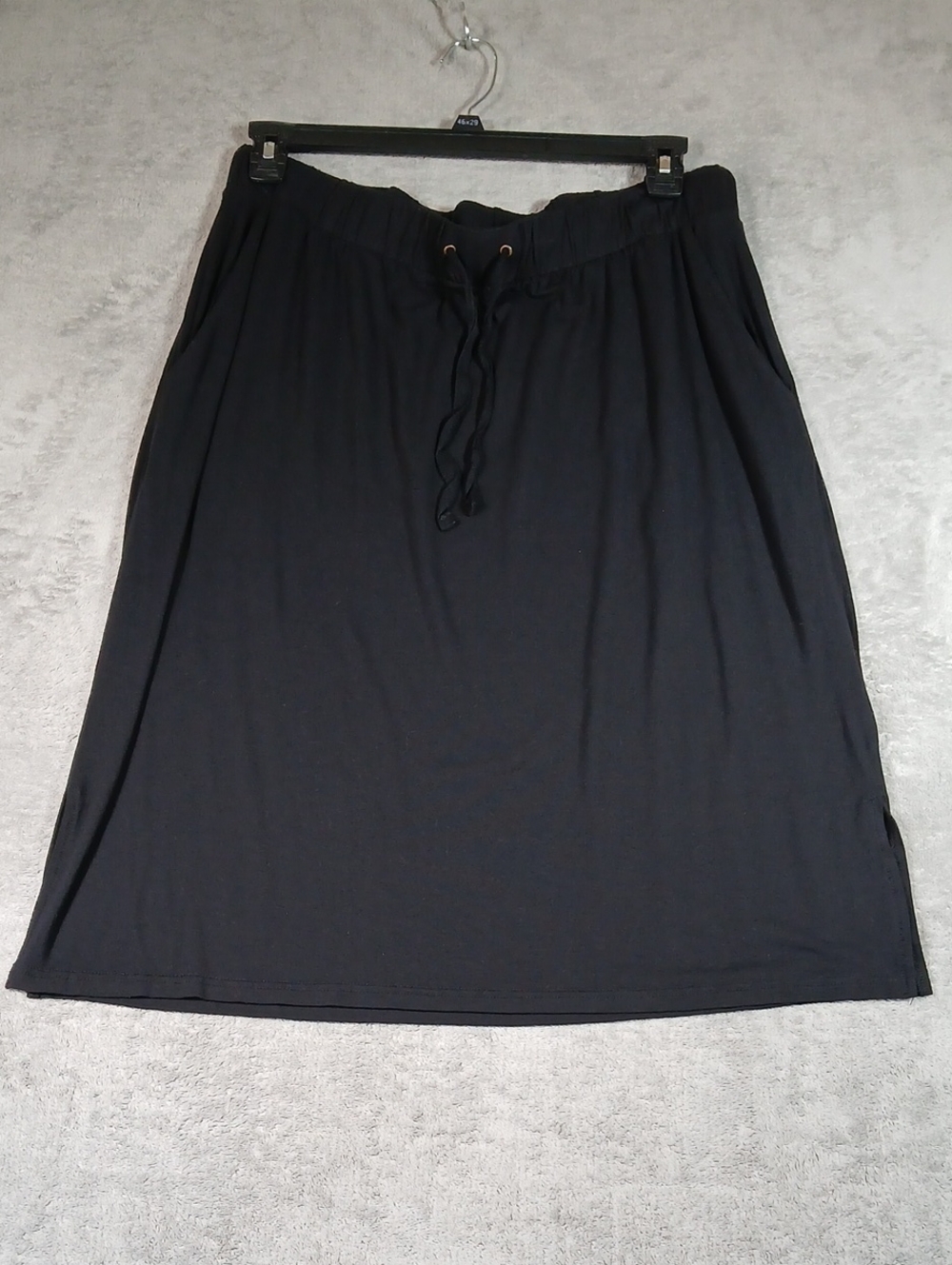 St. John's Bay Black Midi Pull-On Skirt with Drawstring